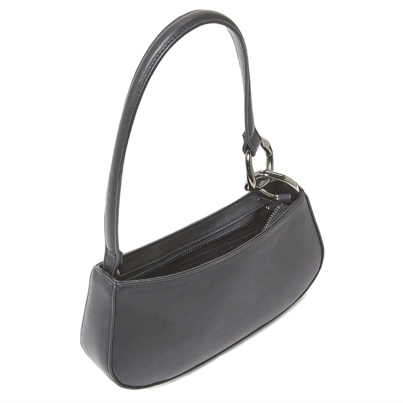 Chunky Chain Link Faux Leather Shoulder Mini Bag in Noir Black NWT - Picture 3 of 7